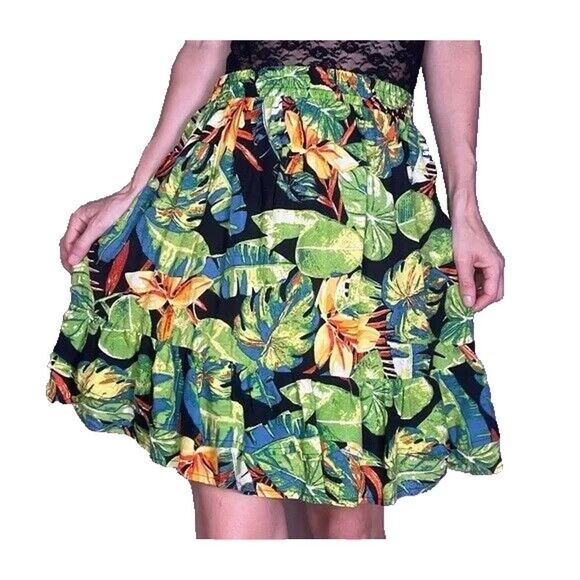Rachel Roy X-Small Multi-Color Floral Mini Skirt Elastic Waist 2 Tier Peplum - Picture 1 of 12